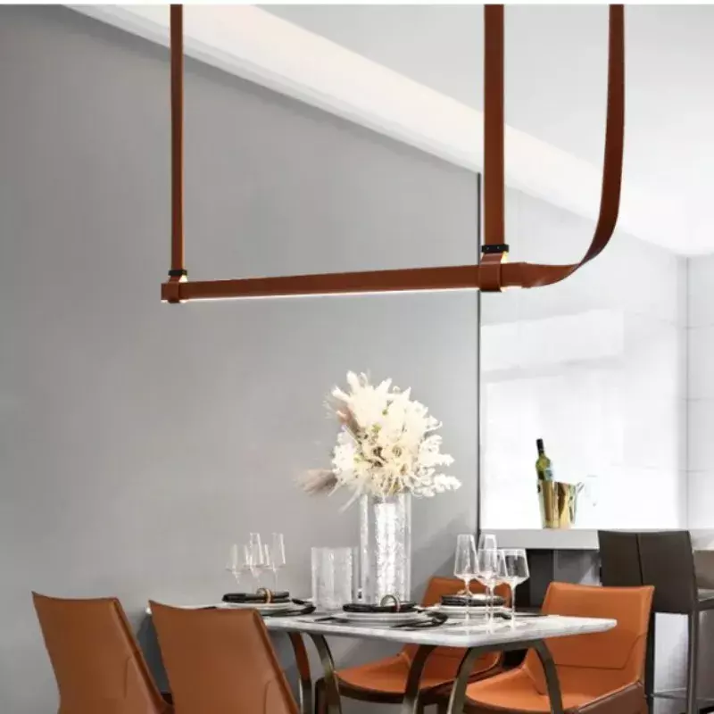 Modern Leather Led Pendant Lamps for Dining Living Room Center Table Kitchen Accesories Chandelier Home Decor Lighting Fixture