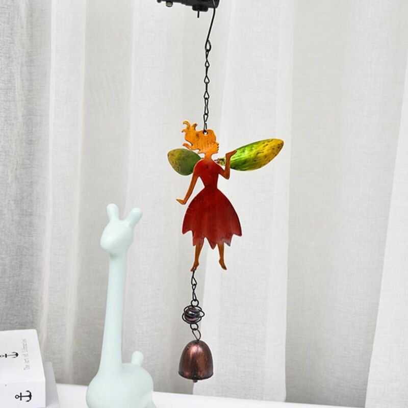 Retro Fairy Angel Wind Chimes Photography Props Hanging Realistic Metal Windchimes Iron Handmade Fairy Wind Bell Balcony