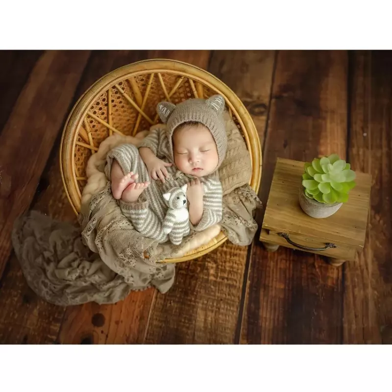 Chaise d'accessoires de photographie pour nouveau-né, panier rétro, polymères de photographie pour bébé, coussin de pose infantile, accessoires de studio de prise de vue