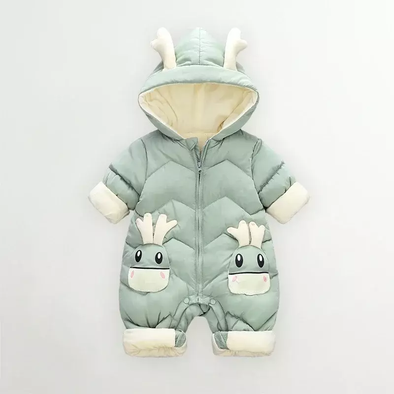 2023 Baby Winter Snowsuit Plus Velvet Thick Baby Boys Jumpsuit 0-2 Years Newborn Romper Baby Girls Overalls Toddler Coat