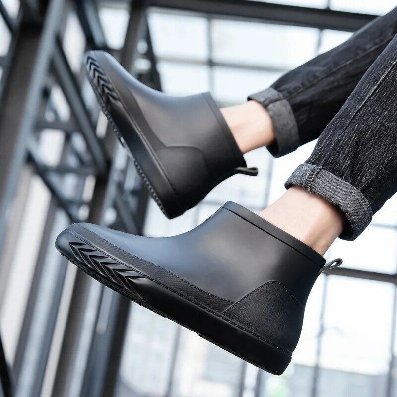 Женские резиновые ботинки без шнуровки, удобные водонепроницаемые рабочие ботинки, обувь для дождя, пара