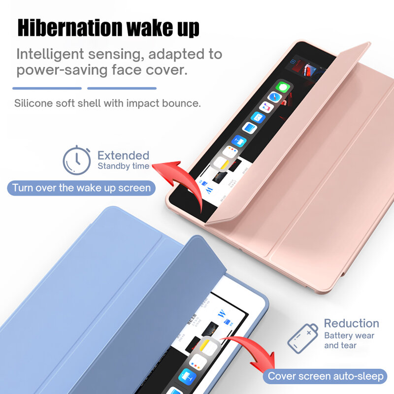 Case For 2020 iPad 10.2 8th 2018 2017 9.7 Mini 5 2021 Pro 11 10.5 Air 3 4 Smart Cover With Pencil Holder iPad 5th 6th Generation