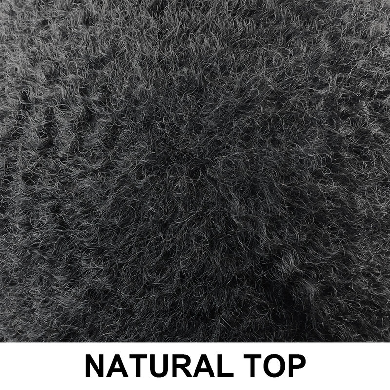 Afro Toupee For Black Men Hair Units European Human Hair System 8X10 Inch Swiss Lace Hair Replacement For Black Men BleachedKnot