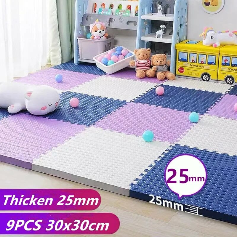 Tatame – tapis de jeu épais pour bébé, 9 pièces de 25mm, Puzzle 30x30cm, tapis de sol pour enfants