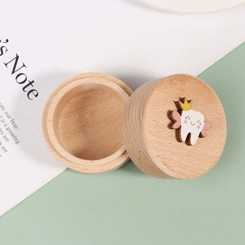1Pc Baby Teeth Box For Children Teeth Collection Commemorative Box Fetal Hair Umbilical Cord Preservation Wooden Box