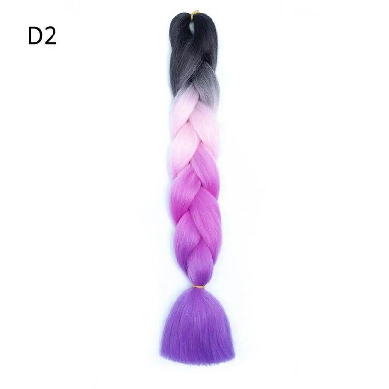 Extensión de cabello sintético trenzado Jumbo para mujer, trenzas de cabello DIY, púrpura, rosa, amarillo, rojo, 24 pulgadas