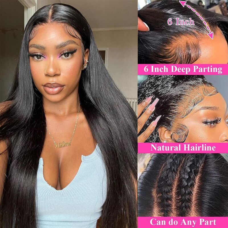 30 inch 13x6 Straight Lace Frontal Wig Human Hair 13x4 HD Lace Front Wig Pre Plucked Brazilian 100% Human Hair Wig Glueless Wig