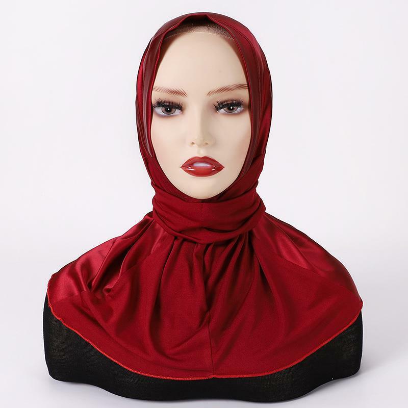 Lenço de cabeça modal muçulmano para mulheres, lenços de cabeça, turbantes, cetim hijabs, bonés chapéu, lenço islâmico, botões