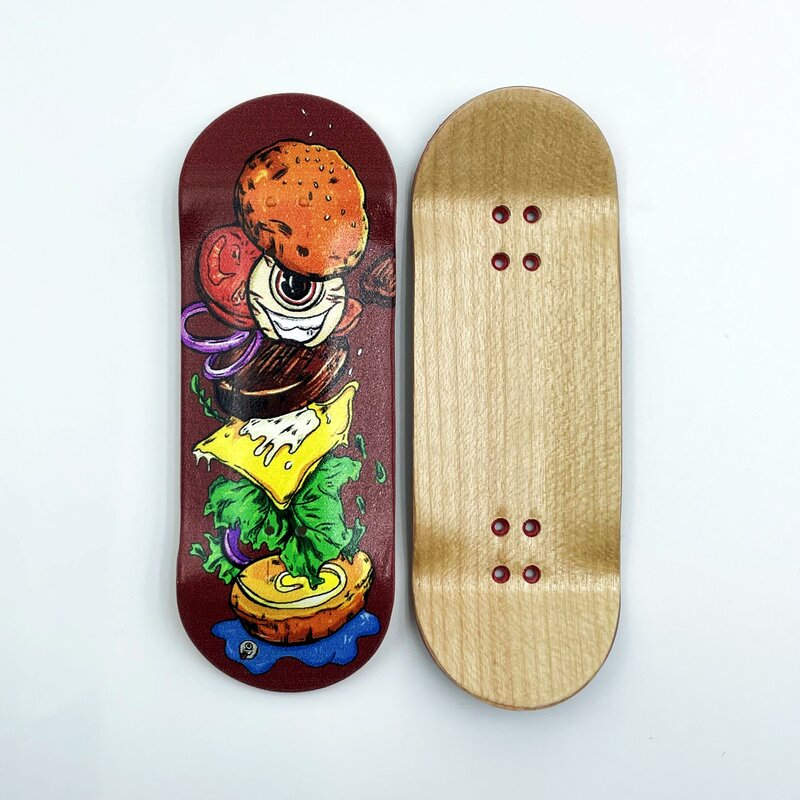 34mm Wooden Fingerboard Deck with Graphic for Professional Mini Finger Skateboard
