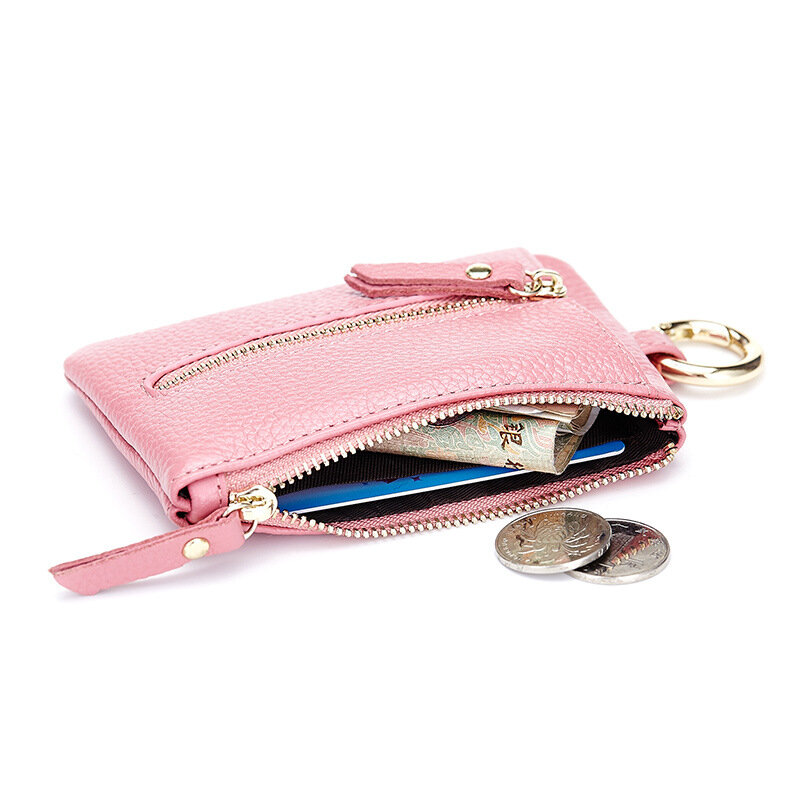 جلد طبيعي صغير عملة محفظة النساء الرجال مفتاح أصحاب متعددة الوظائف سستة محفظة صغيرة مدبرة المنزل مفاتيح السيارة المنظم الحقيبة