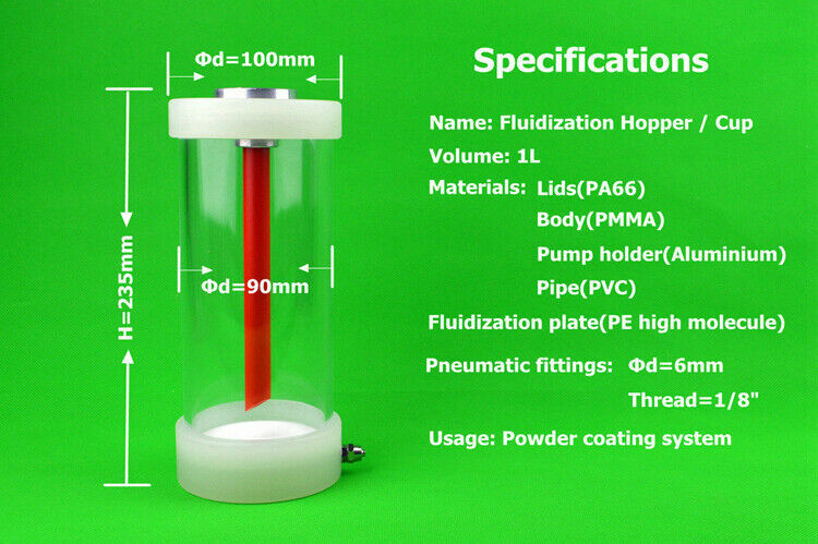 Copo do funil da fluidificação de Tpaitlss 2 PCS (1 L) com a bomba IG02 para a máquina de revestimento do pó