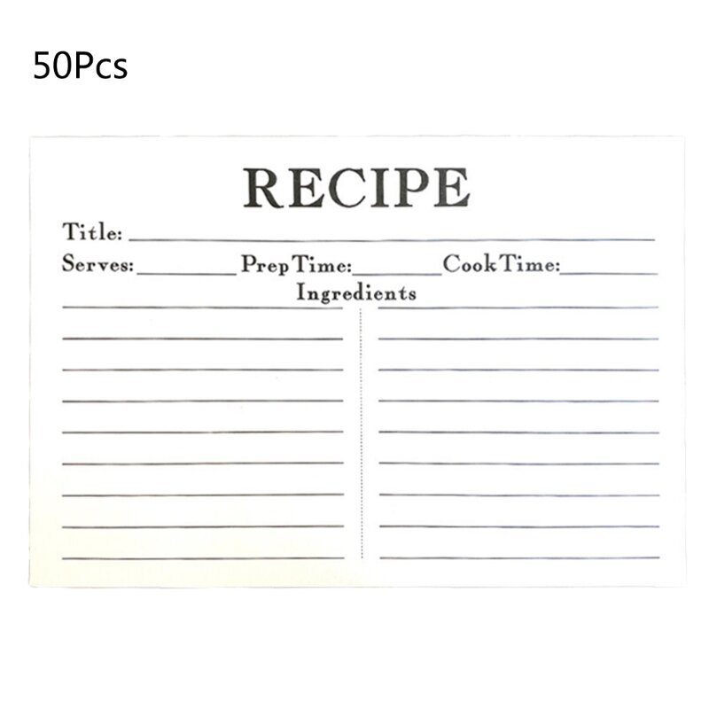 50 carte ricette vuote con linee Schede ricette su entrambi i lati per cucinare in cucina, addio nubilato, matrimonio