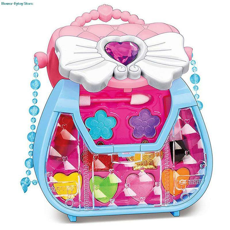 Conjunto de brinquedos para crianças, caixa portátil de bricolage, princesa cosméticos, batom, sombra de olhos, corar, aleatório, simulação, princesa