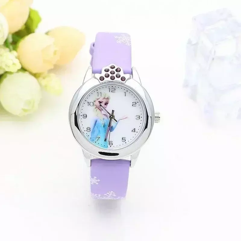Disney Frozen Elsa zegarek dziecięcy Anime rysunek Anna pasek analogowy Luminous cyfrowy elektroniczny bajkowy zegarek dla dzieci prezent urodzinowy