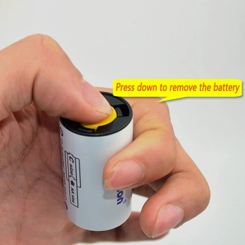 Adaptadores de bateria tamanho C Powerlion, caso conversor espaçador de bateria tamanho AA para C, uso com células de bateria AA, 4 unidades