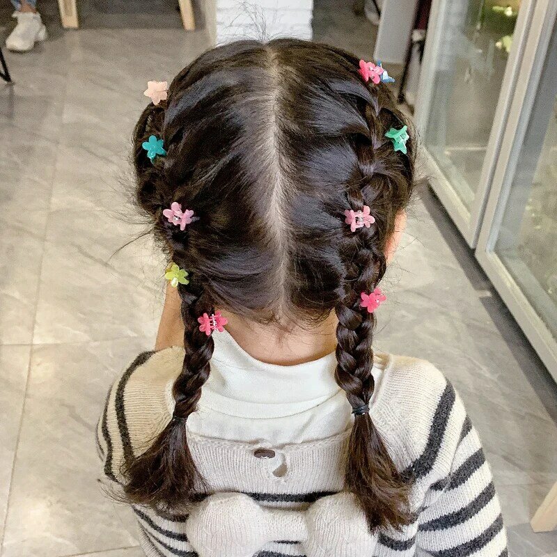 50 Bagged Small Grab Clips Mini Exquisite Side Hair Candy Colored Broken Flower Bangs Hairstyle Fixed Rabbit Star Bean Grab