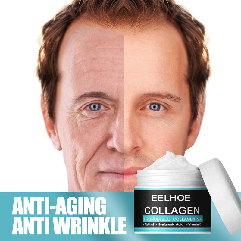 EELHOE คอลลาเจนครีมผู้ชาย Anti Wrinkle Anti Aging Face Cream Firming Moisturizing Hyaluronic Acid ครีมบำรุงผิวหน้า