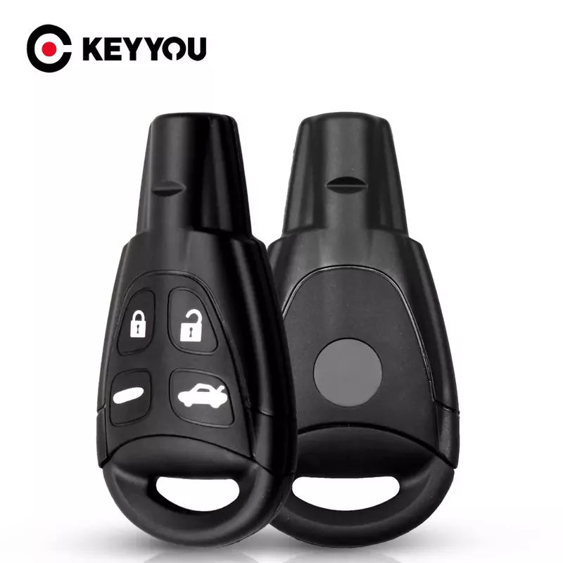 KEYYOU For Saab 9-3 9-5 93 2003-2007 4 Button Uncut Blade Smart Card Keyless Fob Remote Car Key Case Shell