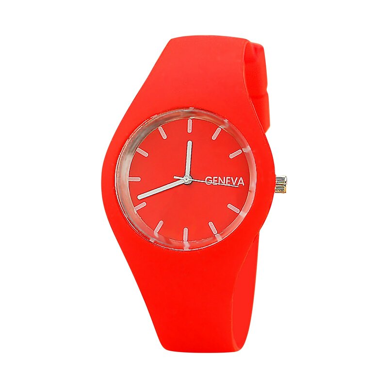 Woman Fashion Casual Silicone Strap Quartz Watch Candy-colored Jelly Watch Ladies Fashion Dress Quartz Wristwatch Female Watch