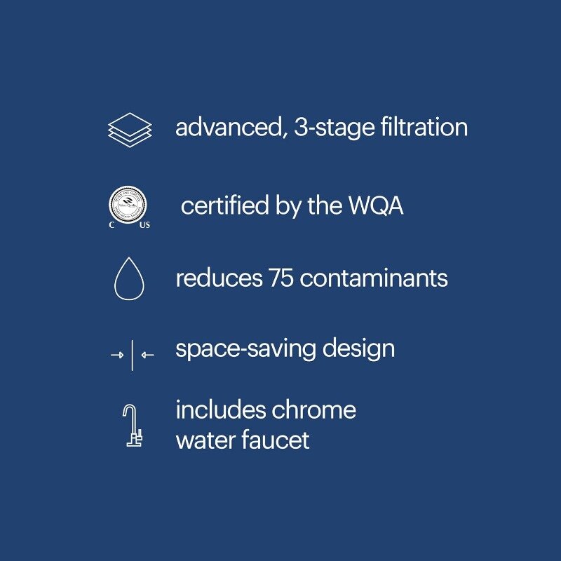 Brondell-sistema de filtración de agua H2O + Coral UC300, purificador de agua con grifo cromado de diseño, tres etapas