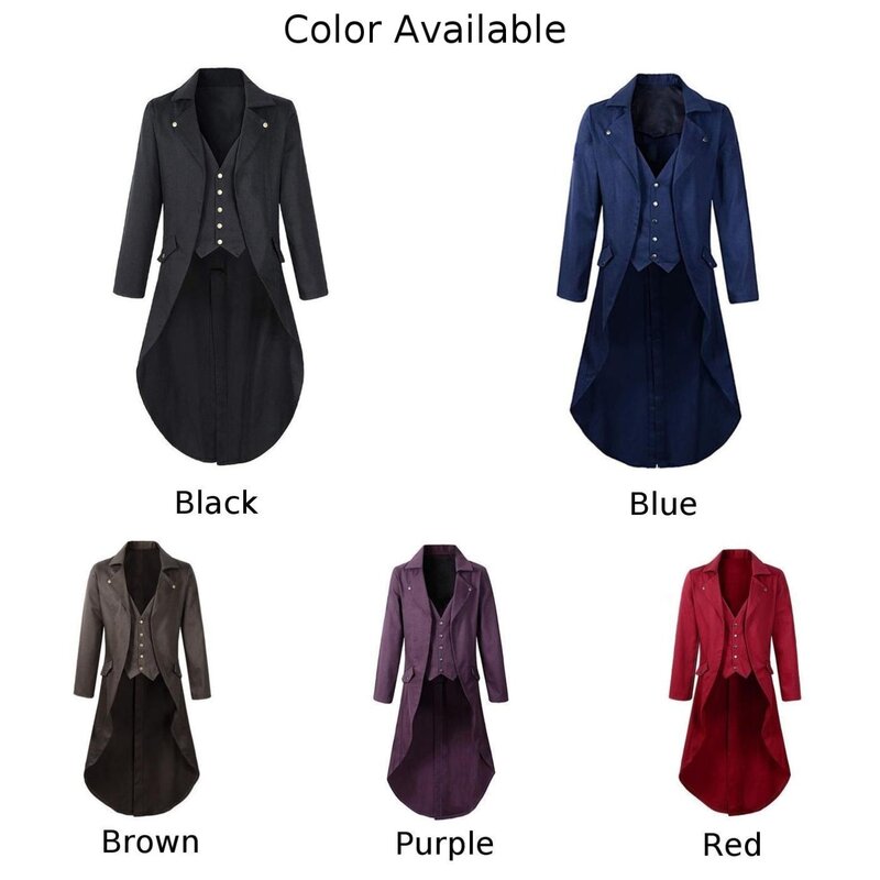 Средневековое пальто, элегантный Мужской плащ-Тренч в стиле стимпанк, средневековый Викторианский стиль, античный дизайн, несколько цветов