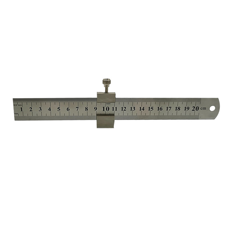 Regla de medición para carpintería, calibrador recto de acero inoxidable, regla de escala, Clip de parada, valla, marcado de precisión, huecos, herramienta de tapón, 15cm