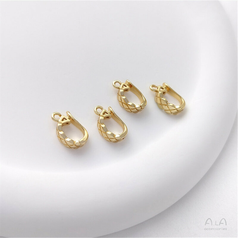 Pacchetto in oro 14 carati protezione del colore modello di diamante moda fibbia universale collana di perle ciondolo fibbia accessori fai da te B990