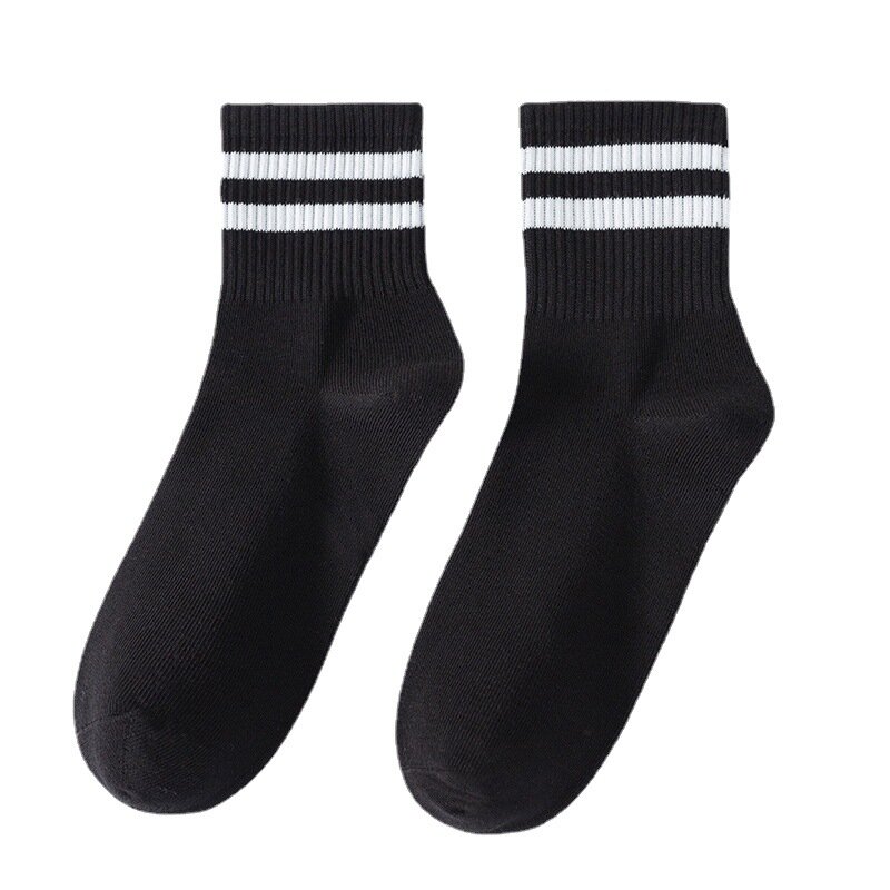 1 par médio tubo solto meias femininas dois bares pilha meias de algodão coreano japonês estudante meias 2023 moda básica meias brancas