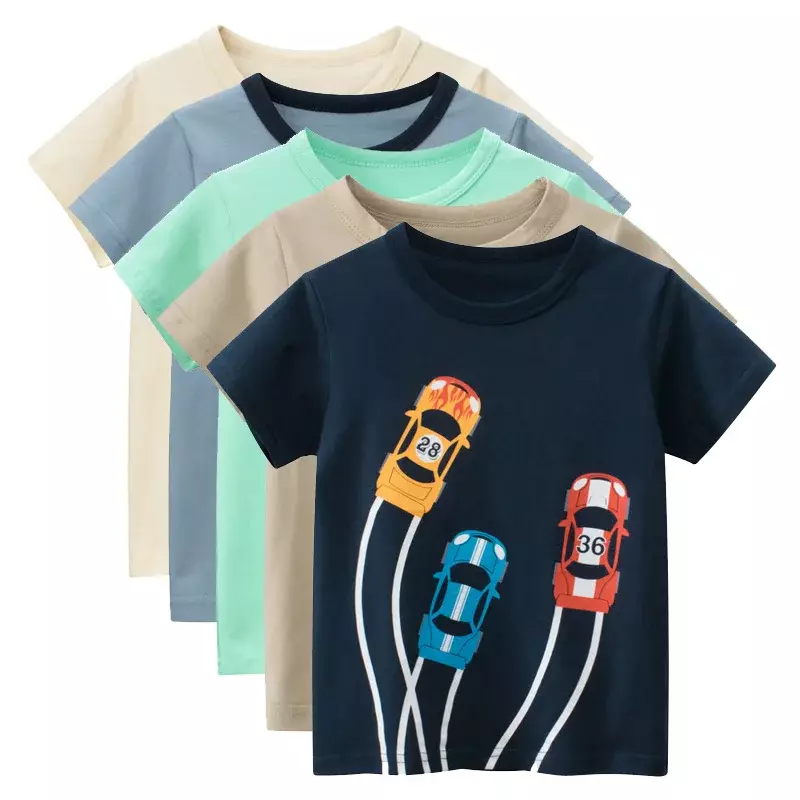 2024 Sommer neue Kinder kleidung Blatt Brief druck Kinder kleidung Jungen Kurzarm T-Shirt Baumwolle Tops T-Shirts Drops hipping