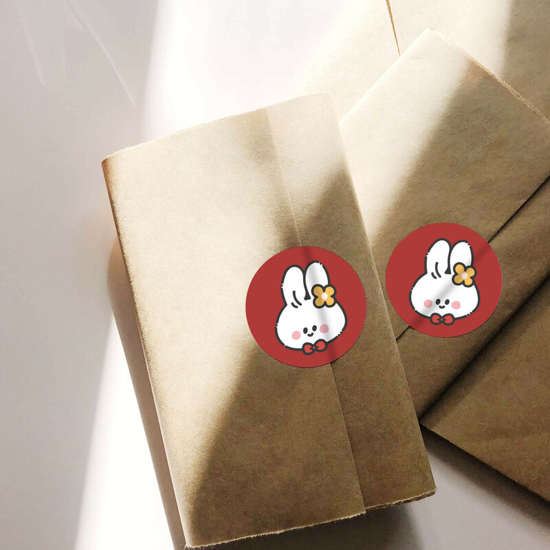 500 sztuk Cute Rabbit Round nagroda 1 cal naklejki papierowe etykiety samoprzylepne dla klasycznej szkoły nauczyciel dzieci zabawki naklejki