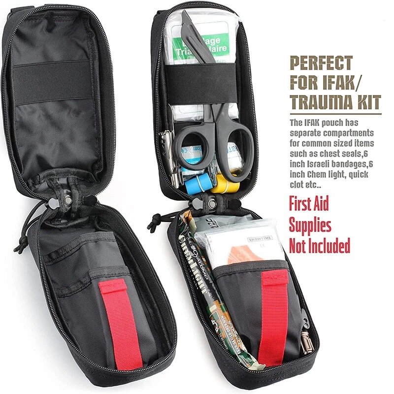 Molle Kantung Medis Pemegang Pita Pegangan Kantung Pertolongan Pertama Taktis Kit Trauma Kecil Kantung IFAK Kit EMT Darurat untuk Berkemah dan Mendaki
