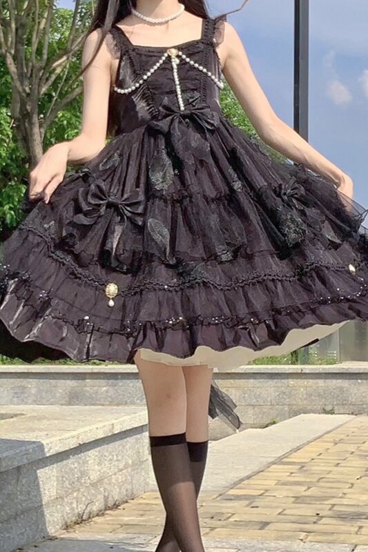 Japanese Victorian Gothic Lolita Dress Vintage Girl Sweet Lace Elegant Princess Holiday Party Dress Women Dark Cosplay Slip Dres
