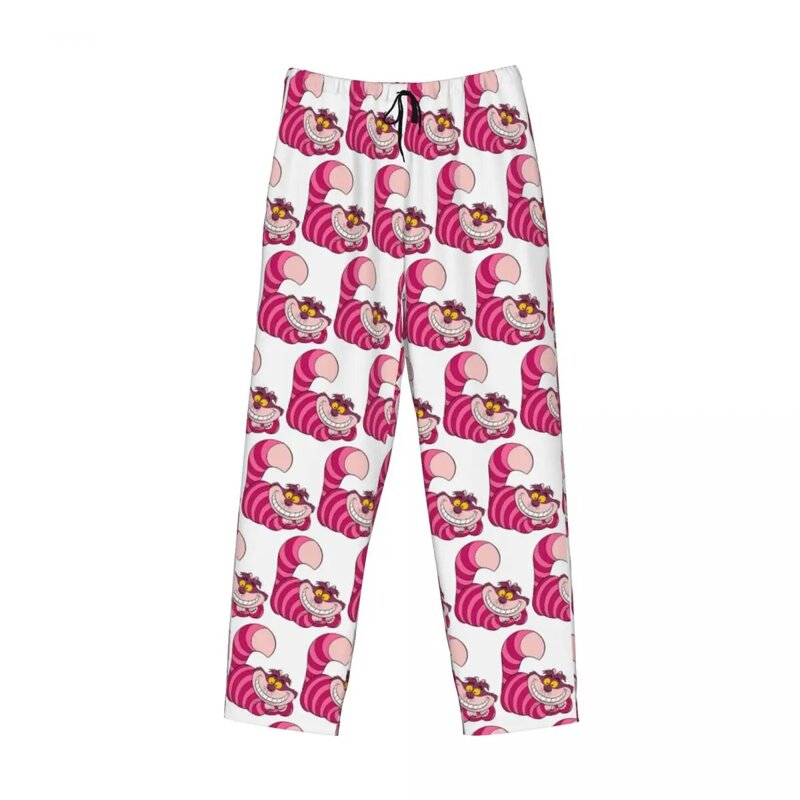Пижама с мультяшным принтом манга, Чеширский кот, улыбка, штаны, мужская эластичная Пижама для отдыха и сна, штаны с карманами