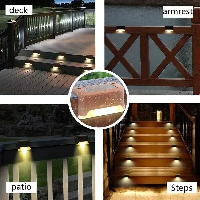 1-4Packs LED Solar Stair Light Lamp Waterproof Passage Courtyard Guardrail Step Night Light for Outdoor Garden Borders Terrace