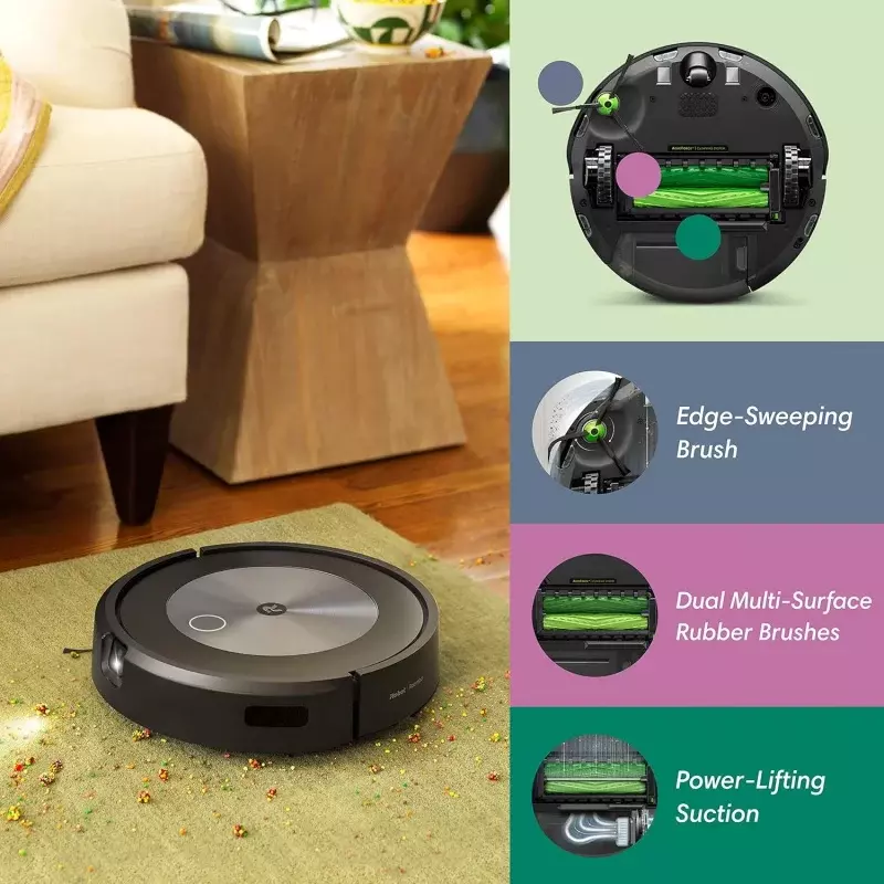 IRobot Roomba j7 7150 Wi-Fi接続ロボット掃除機、ペットの無駄やコードなどの障害を検出し、スマートマッピング