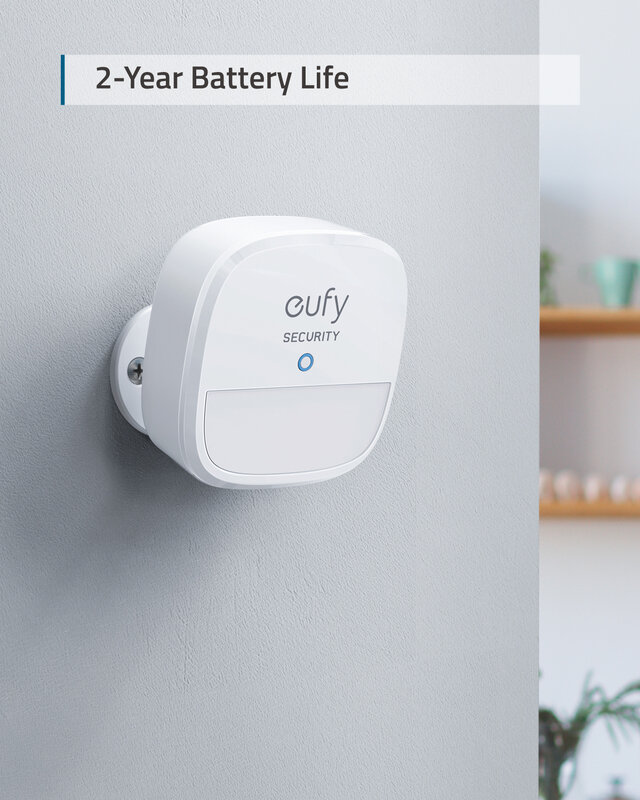 eufy Security Motion Sensor Security System Alarm 100° Field View 9m Range 2 Year Battery  Adjustable Sensitivity Smart Home