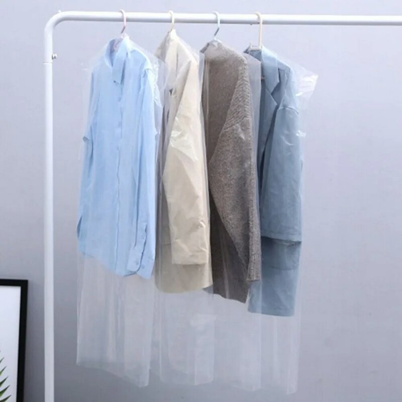 10Pcs Clothes Dust Cover Clear Plastic Disposable Waterproof Garment Bags Wardrobe Hanging Clothing Coat Dust Cover