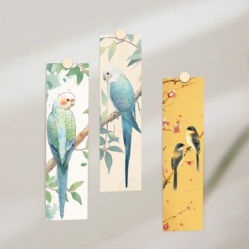 Marcapáginas de dibujos animados con diseño de aves para estudiantes, marcador de marcapáginas con diseño de Urraca, Gorrión, ideal para lectura, anotación, tarjetas de papel, 1 paquete/30 piezas