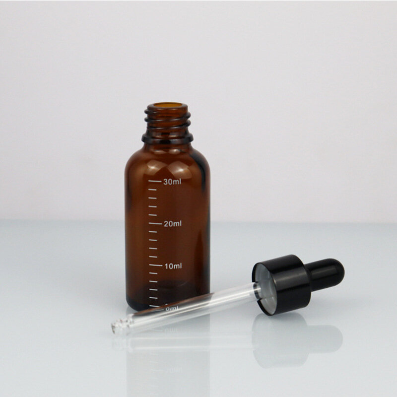 Botella cuentagotas graduada de 5ml-100ml, botella de pipeta líquida para aromaterapia, cristal ámbar, reactivo, gotas para los ojos, recarga de viaje