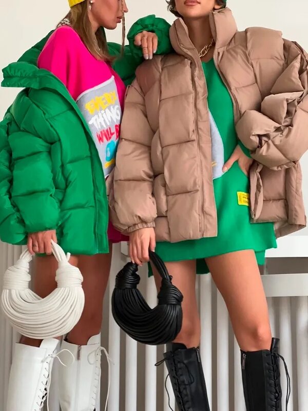 Jaket musim dingin untuk wanita 2023 tebal hangat longgar mode jaket berlapis wanita Interchange High Street hijau mantel Puffer longgar