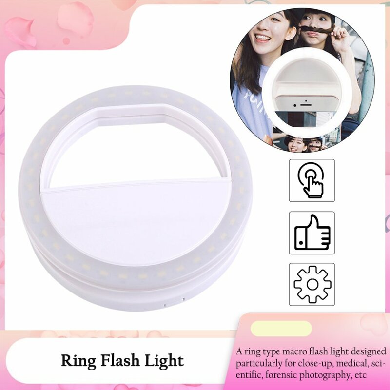 Mini torcia per fotocamera LED Ring Flash Universal Selfie Light Portable Mobile Phone Selfie Lamp Clip ad anello luminoso per iPhone