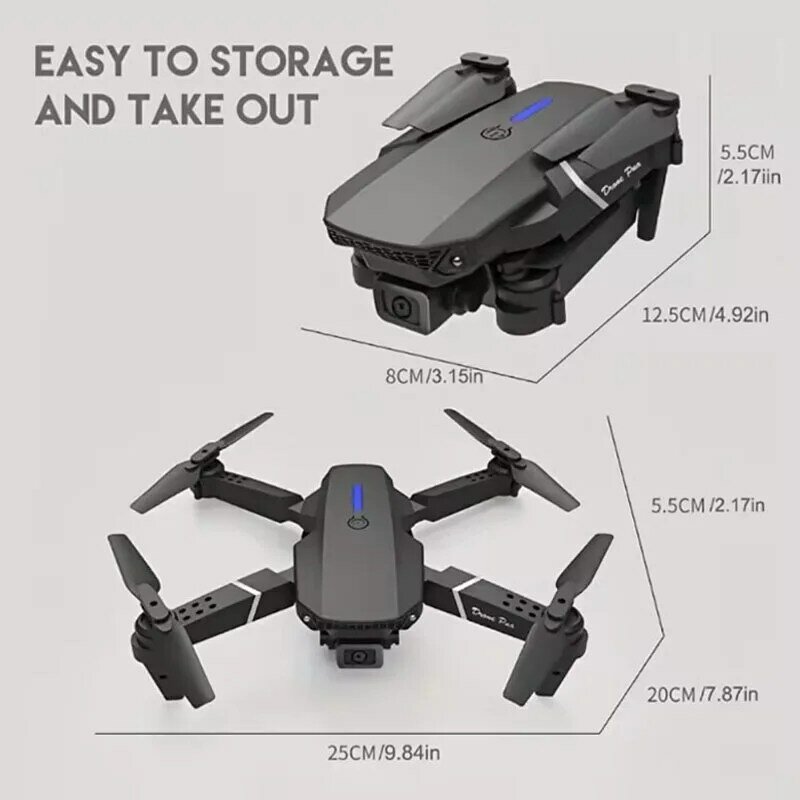 E88Pro Drone 4K profesional, Drone RC 4K profesional dengan sudut lebar 1080P, kamera Dual HD dapat dilipat, helikopter WIFI FPV, celemek tahan tinggi