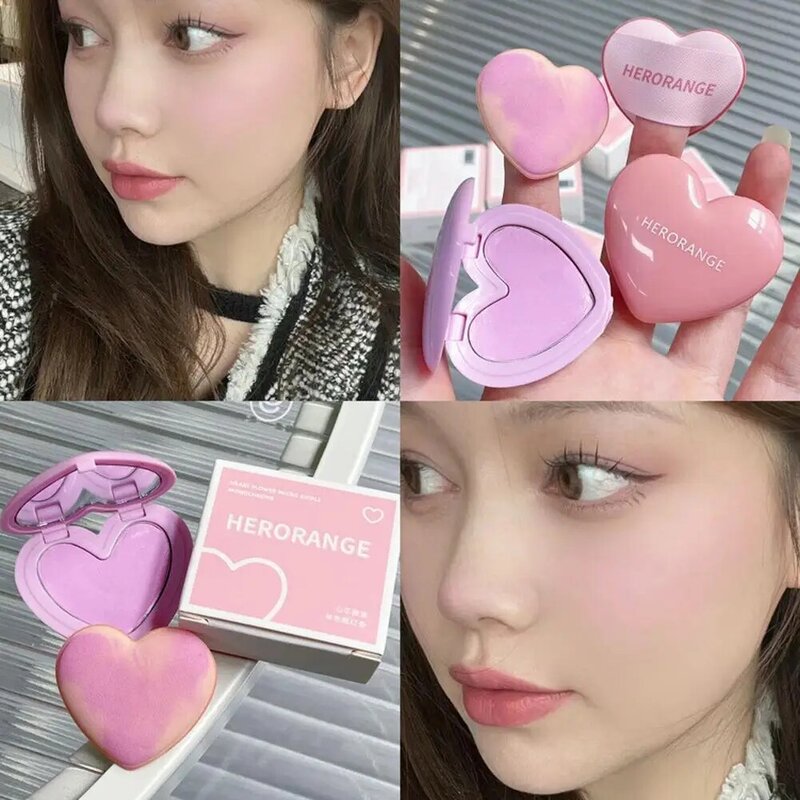 Matte Contouring Rouge For Girls Love Heart Shape Blush Cream Natural Smooth Cheek Tint Mud Blusher Palette Face Rouge H3Y0