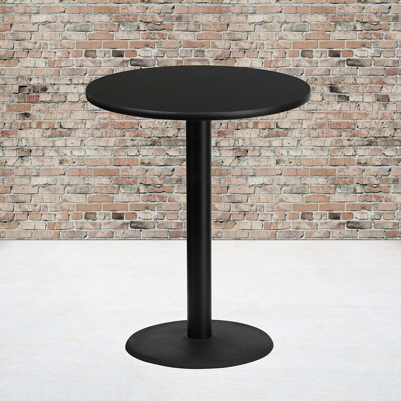 Stiles-سطح طاولة صفح أسود ، قاعدة طاولة ارتفاع بار مستديرة ، 36 "، 24"