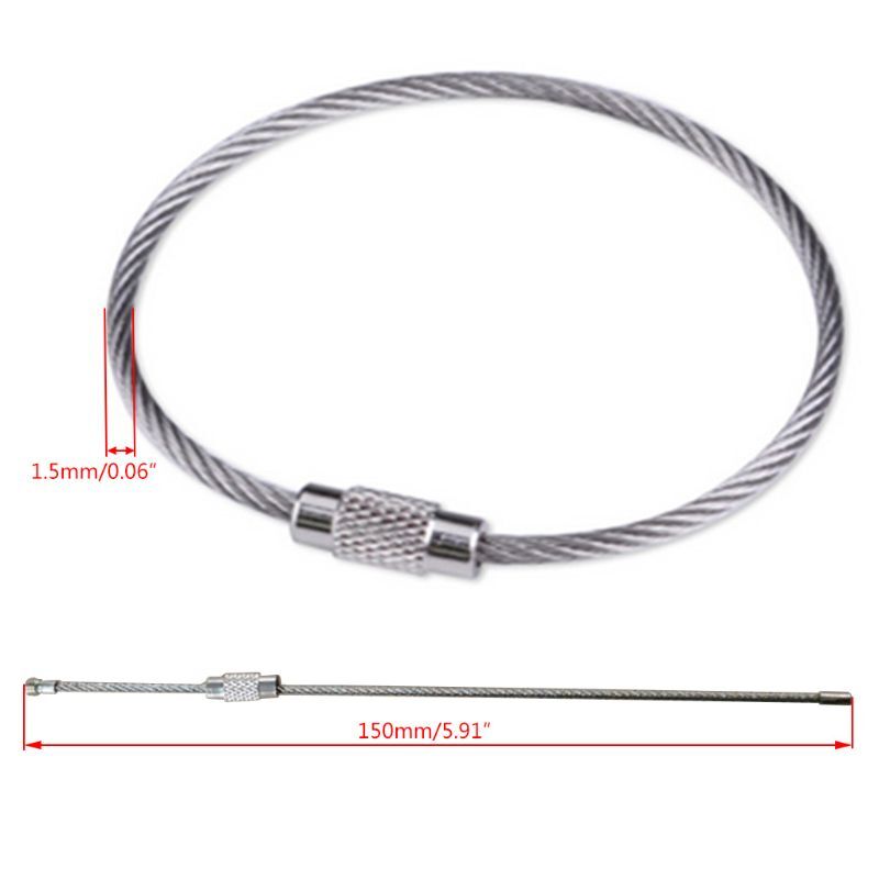 Cable llavero alambre acero inoxidable 5,91 pulgadas para llavero para etiquetas equipaje senderismo