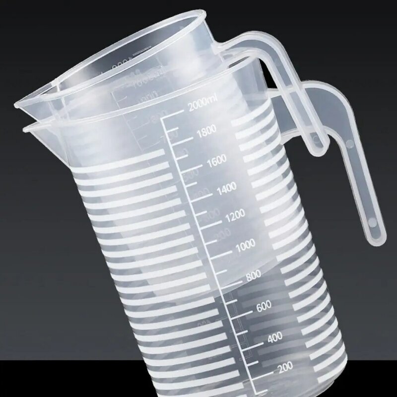 Gelas ukur plastik transparan 1 buah, gelas pencampur kapasitas besar dengan tutup laboratorium timbangan dapur