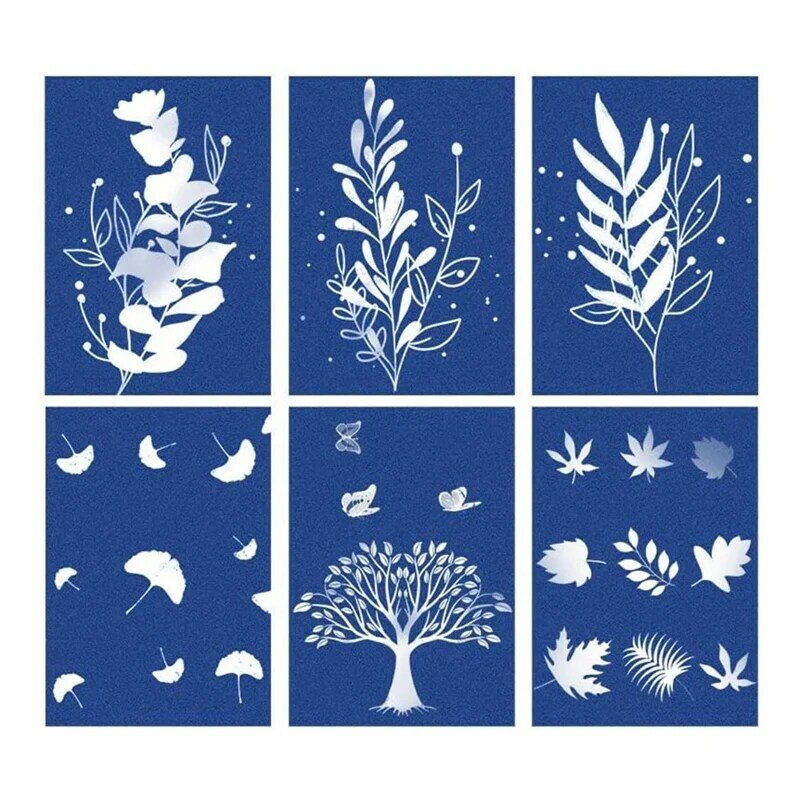 30 Sheets Natural Fiber Cyanotype Paper Sun Art Paper Kit, Solar Drawing Paper Nature Printing Paper For Kids Adults Arts Crafts