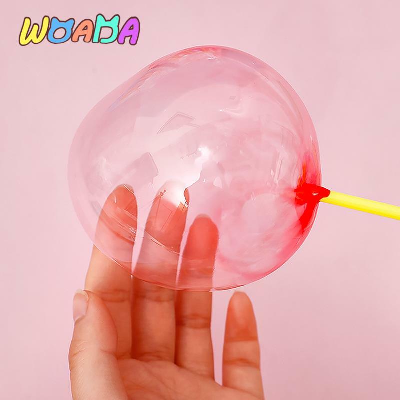 4 buah properti klasik mainan lem gelembung ajaib tiupan bola gelembung plastik warna-warni tidak akan meledak aman untuk hadiah anak laki-laki perempuan
