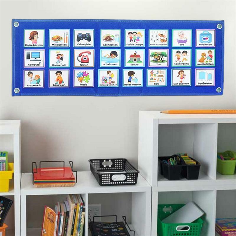 Tabella di Routine giornaliera per bambini attività di apprendimento impermeabili visivi calendario tedesco grafico tascabile per la prima educazione 70 carte
