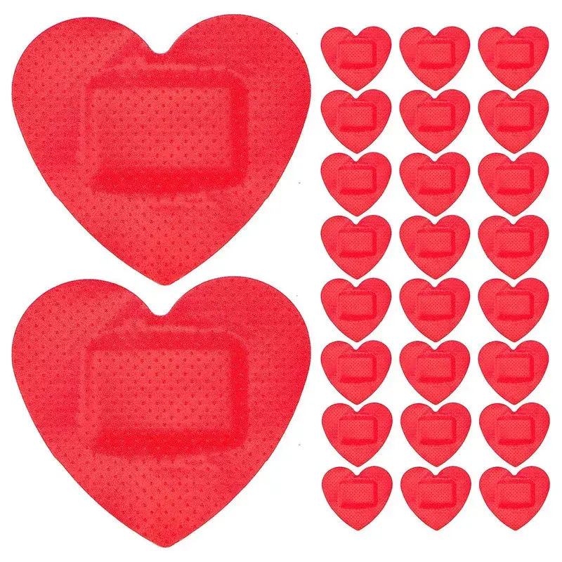 20pcs/set Red Heart Band Aid Waterproof Breathable Wound Plasters Heart Shaped Children Kids Skin Patch Concert Body Stickers